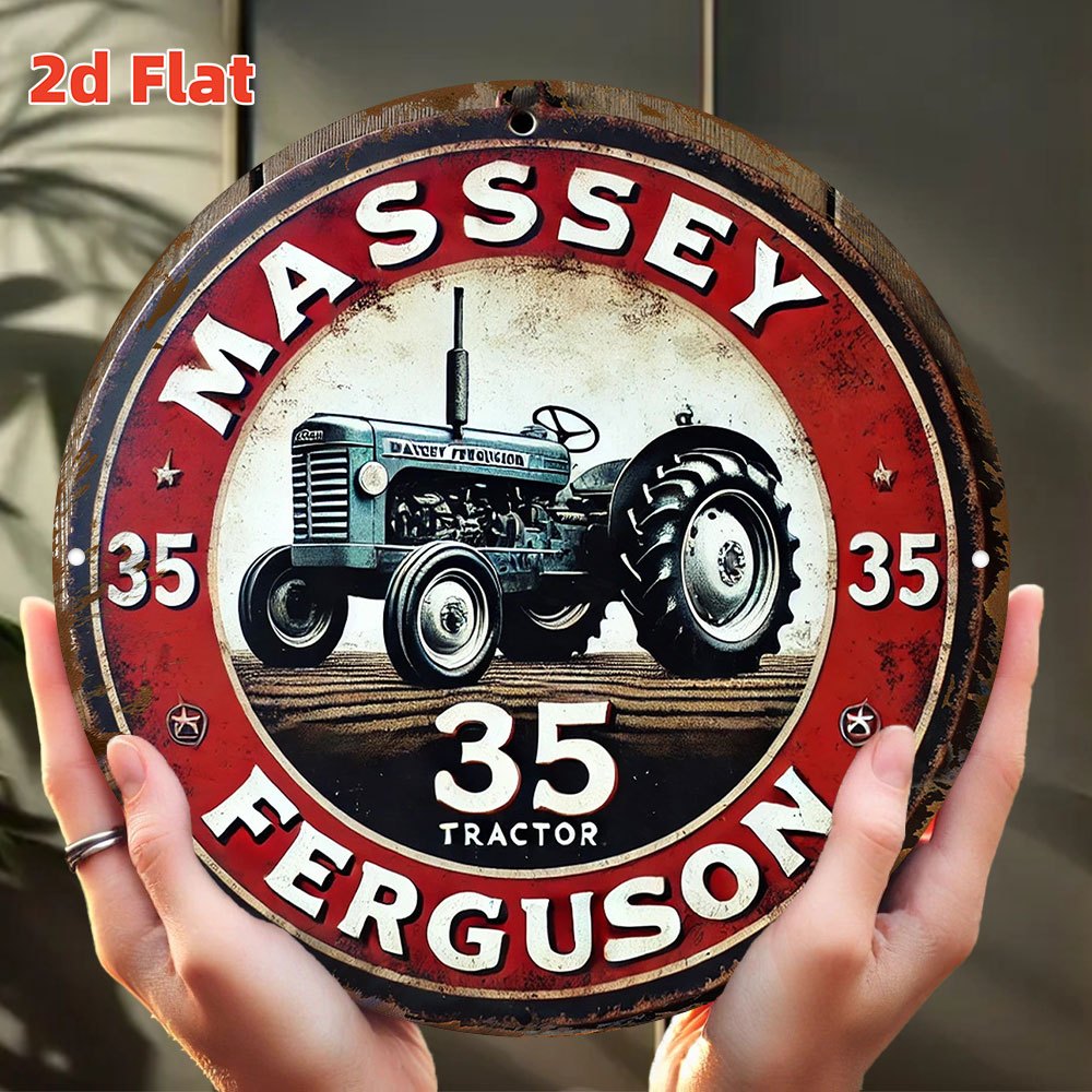 Agriculture Farming Logos - Targa in Metallo Rotonda Retrò 2D